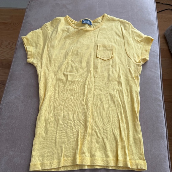 Garage Tops - Garage Yellow Cotton Tee with mini pocket - medium
